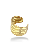 Elegant Comet Gold Wavy Wide Cuff Statement Bangle