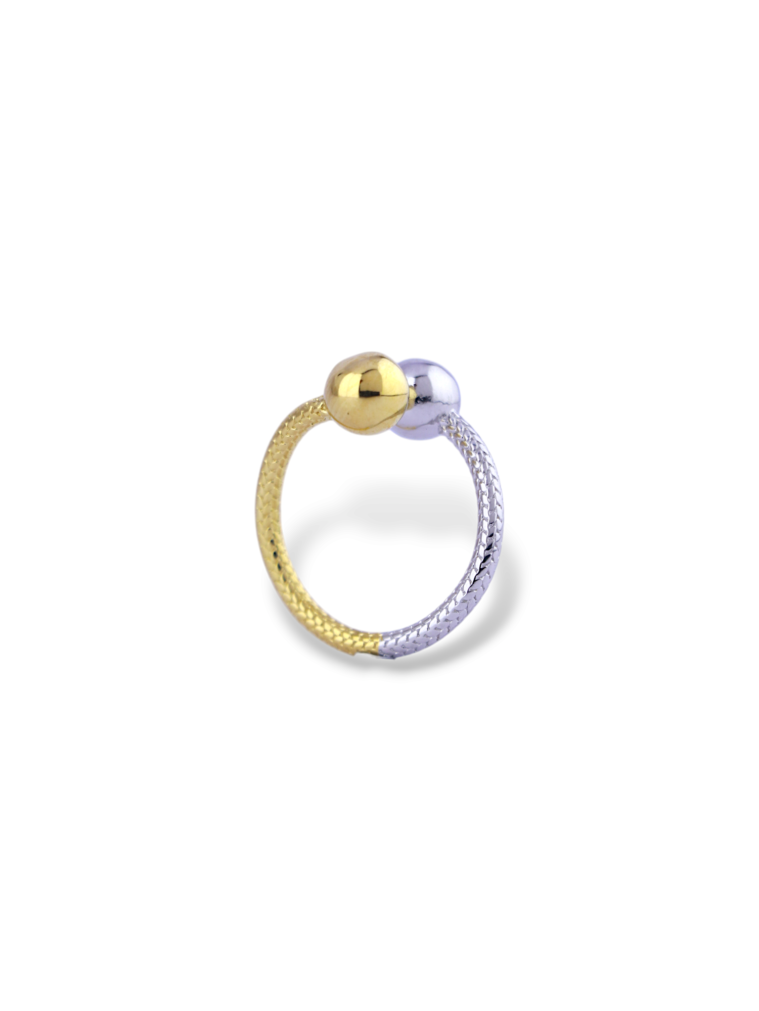 Two-Tone Gold and Silver Twin Sphere Wrap Ring