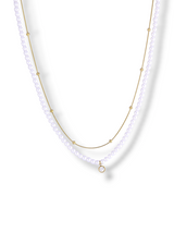 Gold Layered Pearl & Crystal Charm Necklace
