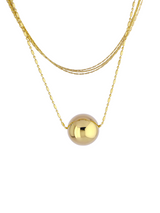 Stylish Gold Layered Chain Necklace with Round Bead