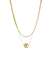 Stylish Gold Layered Chain Necklace with Round Bead