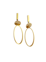 Elegant Gold Long Oval Necklace and Earring Set