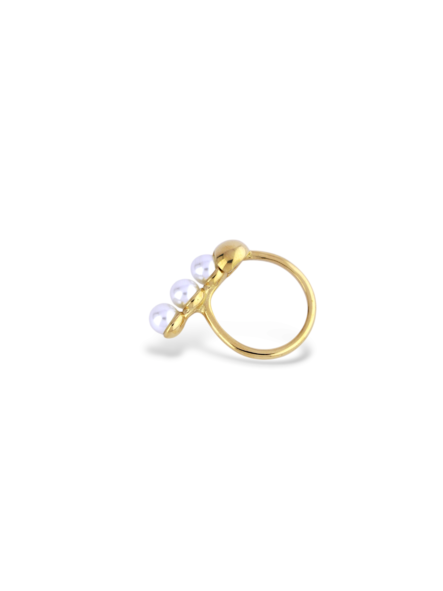 Trivelle Elegant Three-Pearl Gold Fashion Ring