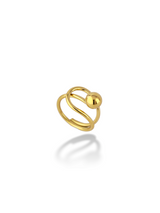 Gold Spiral Wrap Ring With Polished Round Bead
