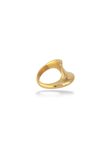 Modern Gold Spiral Ring with Unique Wave Design