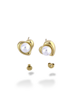 Elegant Heart Pearl Stud Earrings for Daily Wear