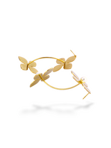 Golden Clover Pearl Hoop Earrings