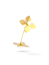 Golden Clover Pearl Hoop Earrings