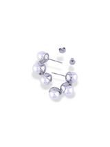 Silver Bubble Pearl Stud Earrings