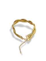 Braided Choker Necklace Gold Tone