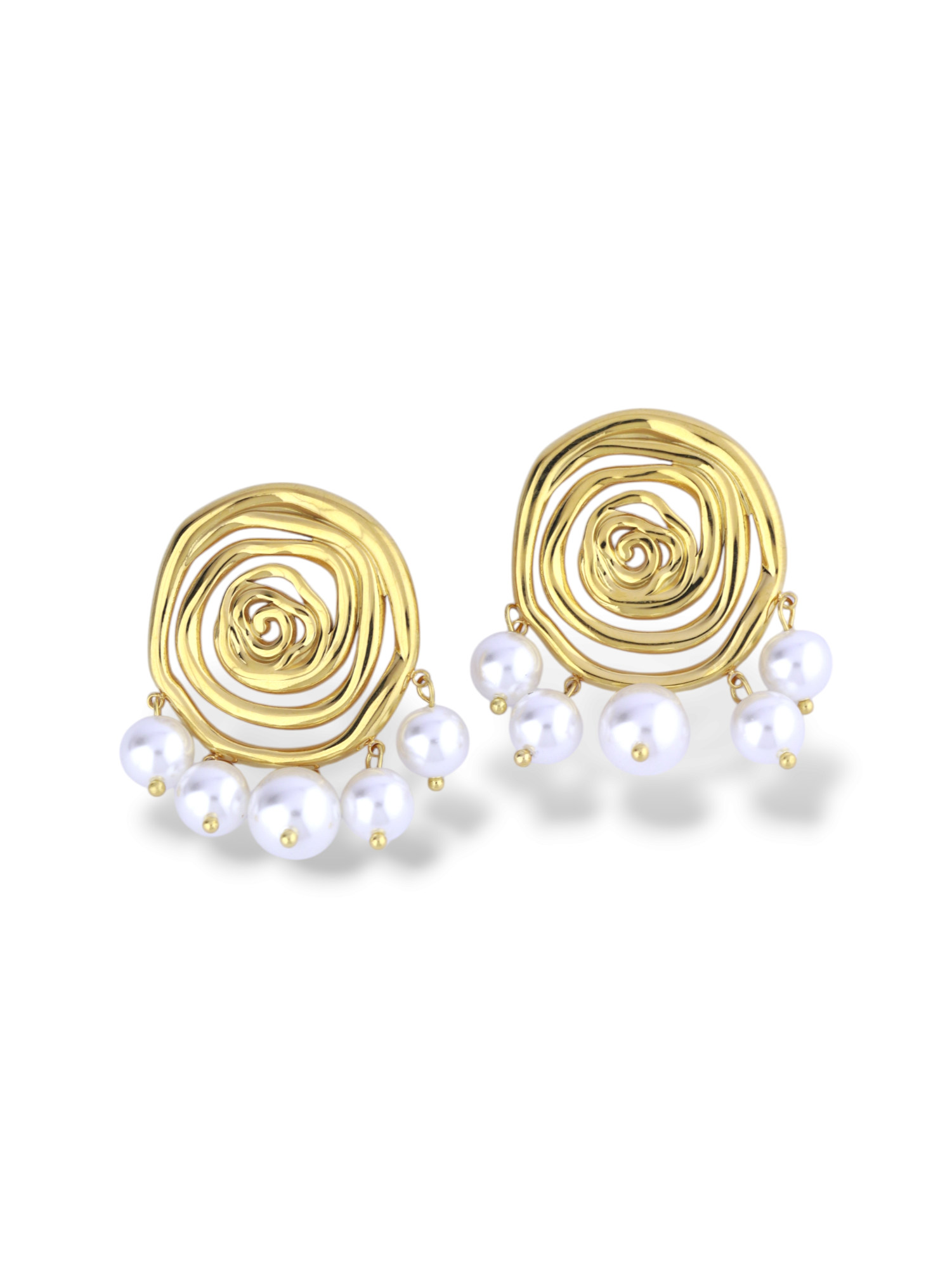 Stylish Gold Triple Disc Kairo Stud Earrings