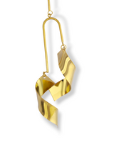 Golden Ringlets Hanging Ribbon Earrings in Gold