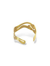 Silver Flow Wave Open Cuff Bracelet for Women