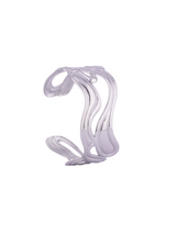 Silver Flow Wave Open Cuff Bracelet for Women