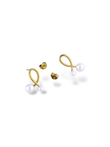 Twisted Loop Two Pearl Earrings