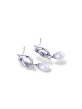 Golden Knot Pearl Drop Stud Earrings for Daily Wear