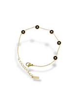 Black Stone Charm Bracelet Gold Tone