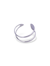 Elegant Silver Arc Double Band Open Cuff Bangles