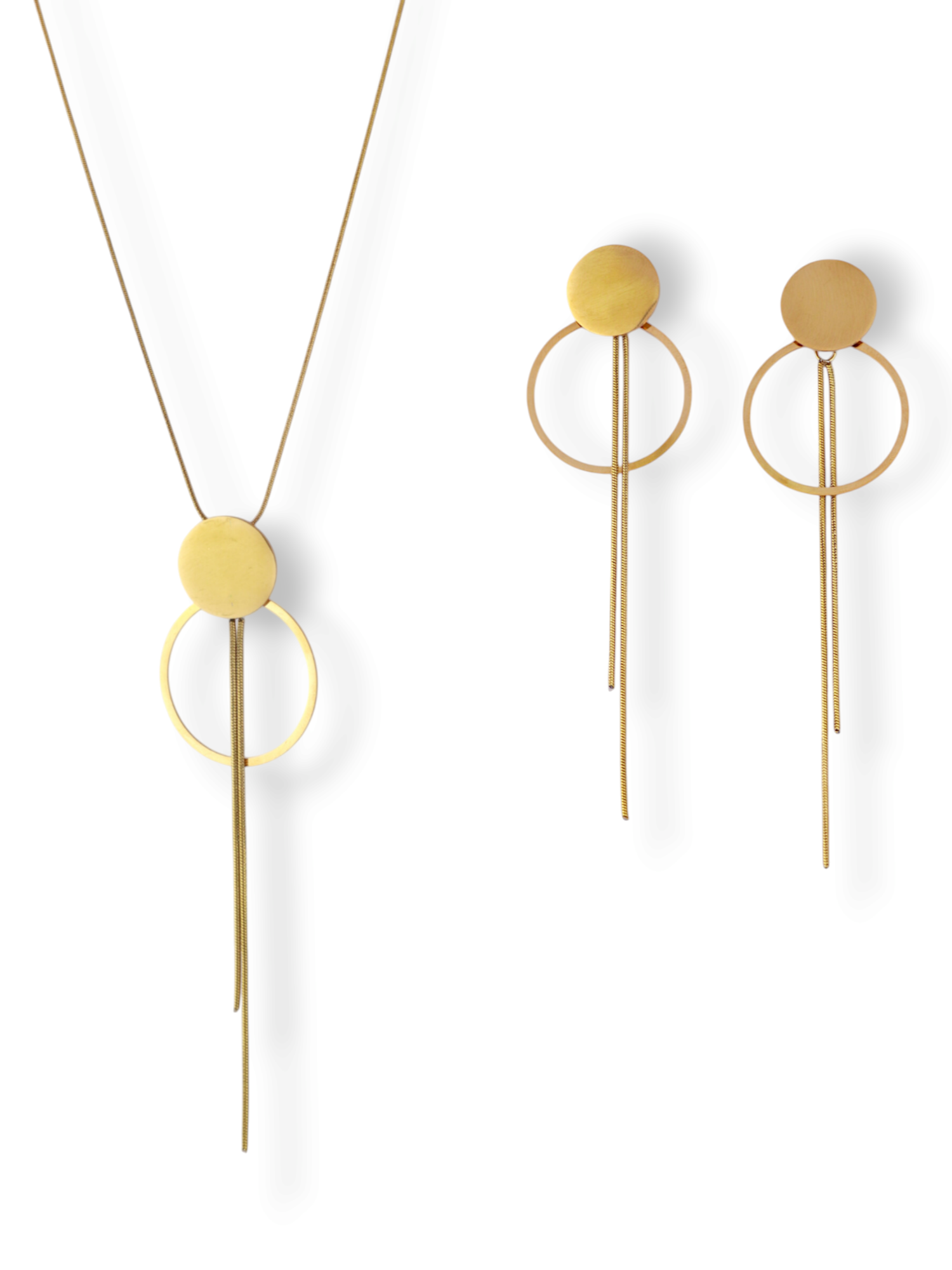 Elegant Gold Geometric Hoop & Tassel Jewelry Set