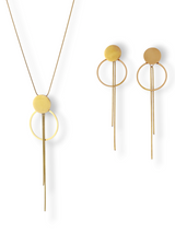 Elegant Gold Geometric Hoop & Tassel Jewelry Set