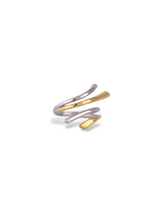 Modern Two-Tone Gold and Silver Spiral Band Ring