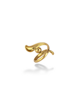 Gold Terron Ring with a Round White Centre Pearl