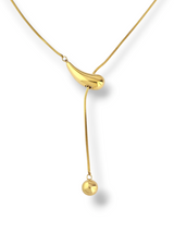 Gold Plated Water Drop Pendant Long Chain Necklace