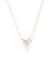 Gold Drip Pendant Necklace with Small Beaded Chain