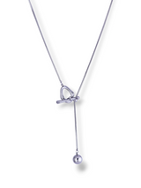 Silver Ball Drop Lariat Necklace with Slide Loop