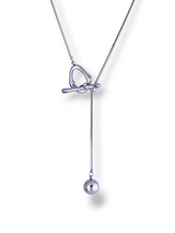 Silver Ball Drop Lariat Necklace with Slide Loop