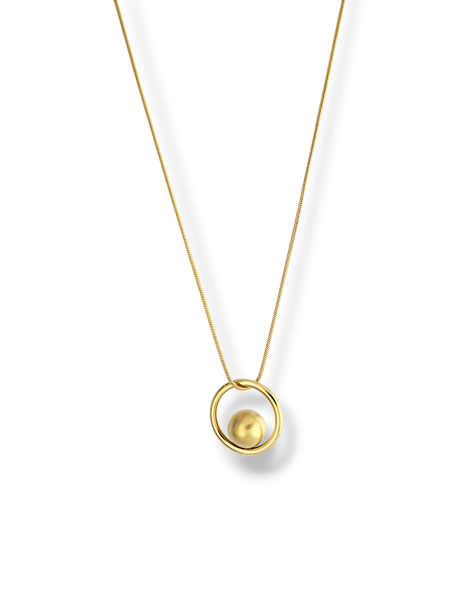 Oval Frame Necklace with Gold Bead