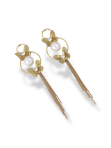 Golden Butterfly Pearl Tassel Drop Earrings