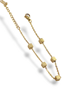 Minimal Gold Cube Chain Bracelet with Modern Charm