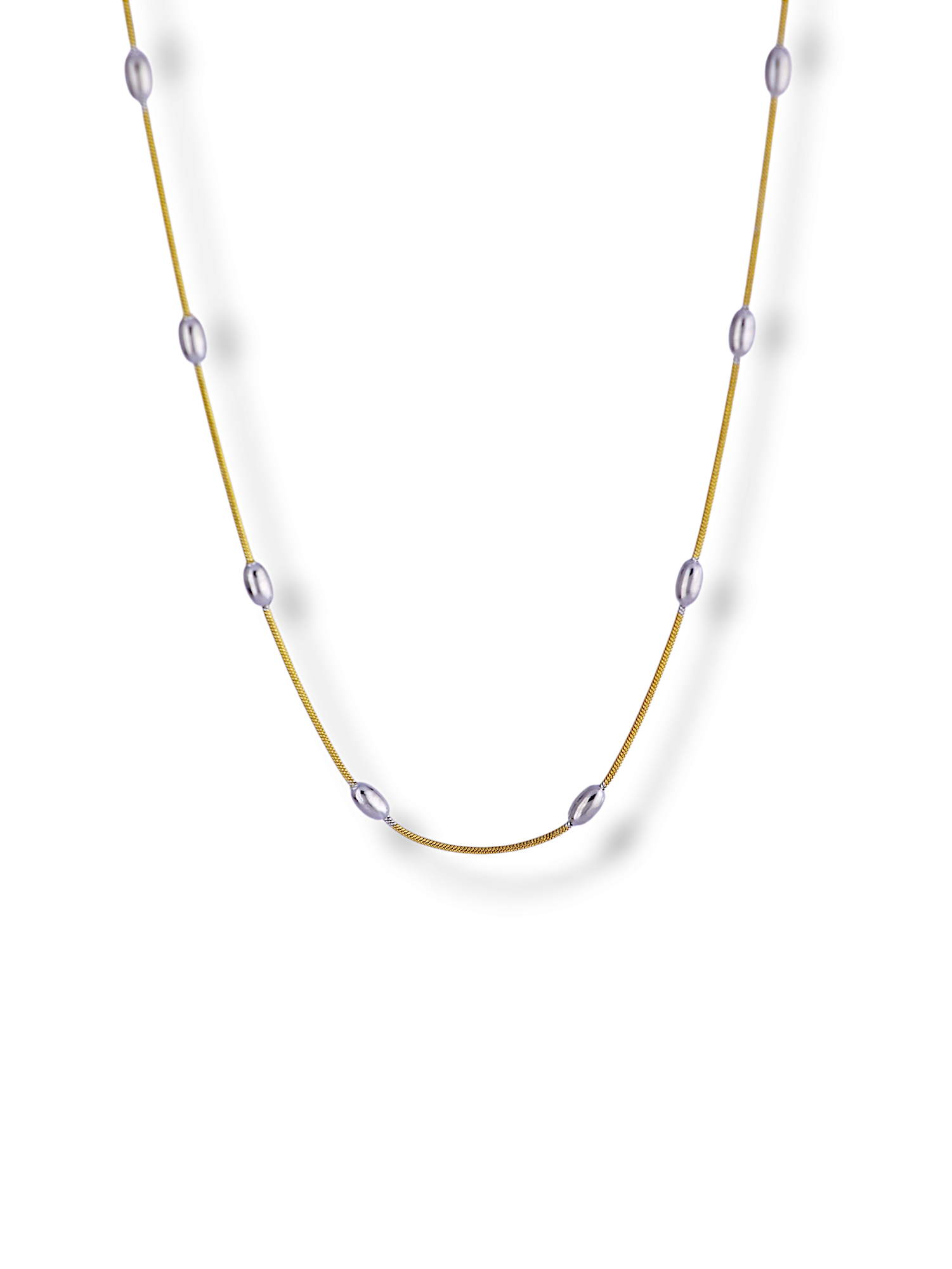 Necklace with Silver Beads Gold Finish