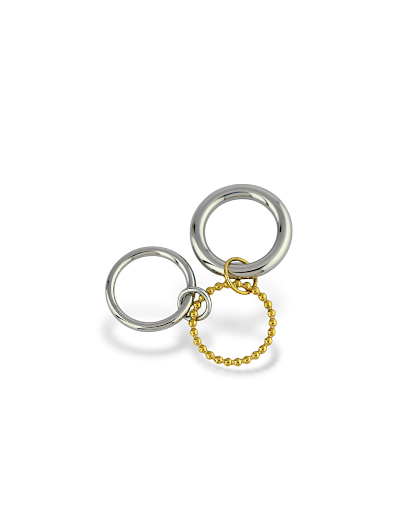 Elegant Mixed Metal Interlocking Triple Band Ring