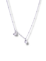 Heart Charm Pearl Drop Necklace