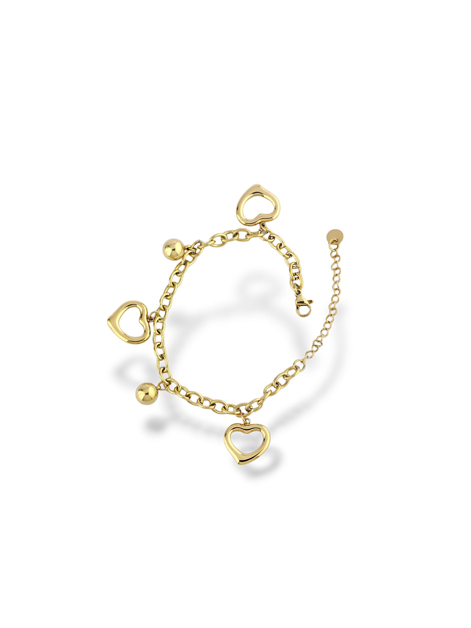 Heart Charm Bracelet Gold Colored