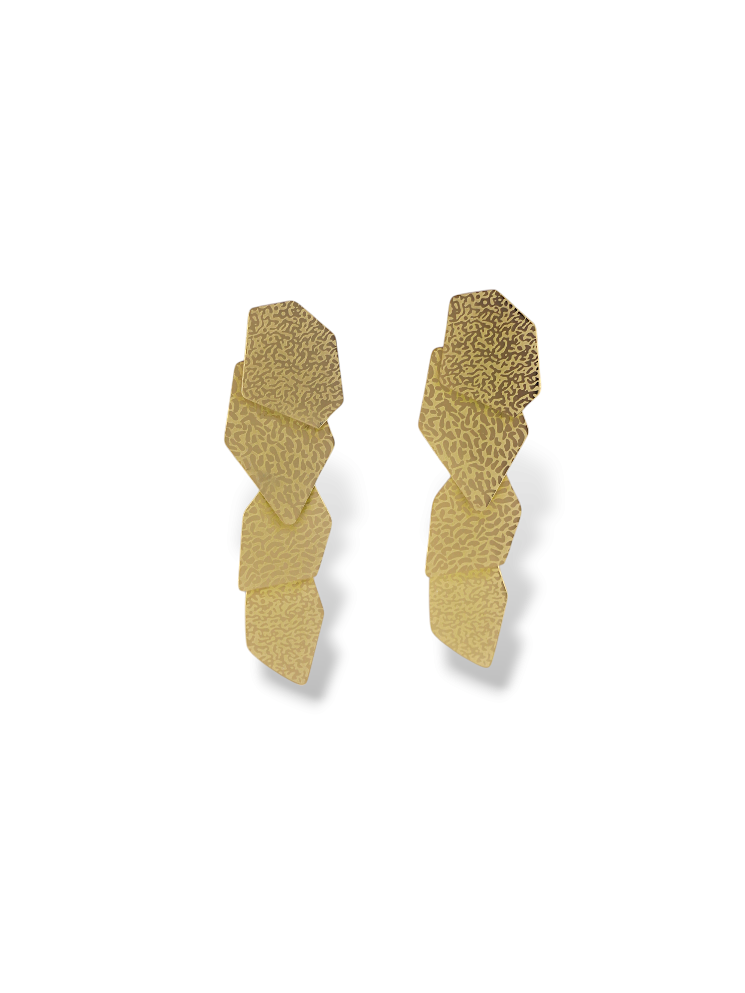 Shimmer Textured Gold Drop Stud Earrings