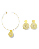 Elegant Gold Spiral Coin Jewelry Set with Pearls