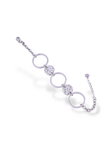 Silver Sunburst Circle Bracelet with Textured Disc Design