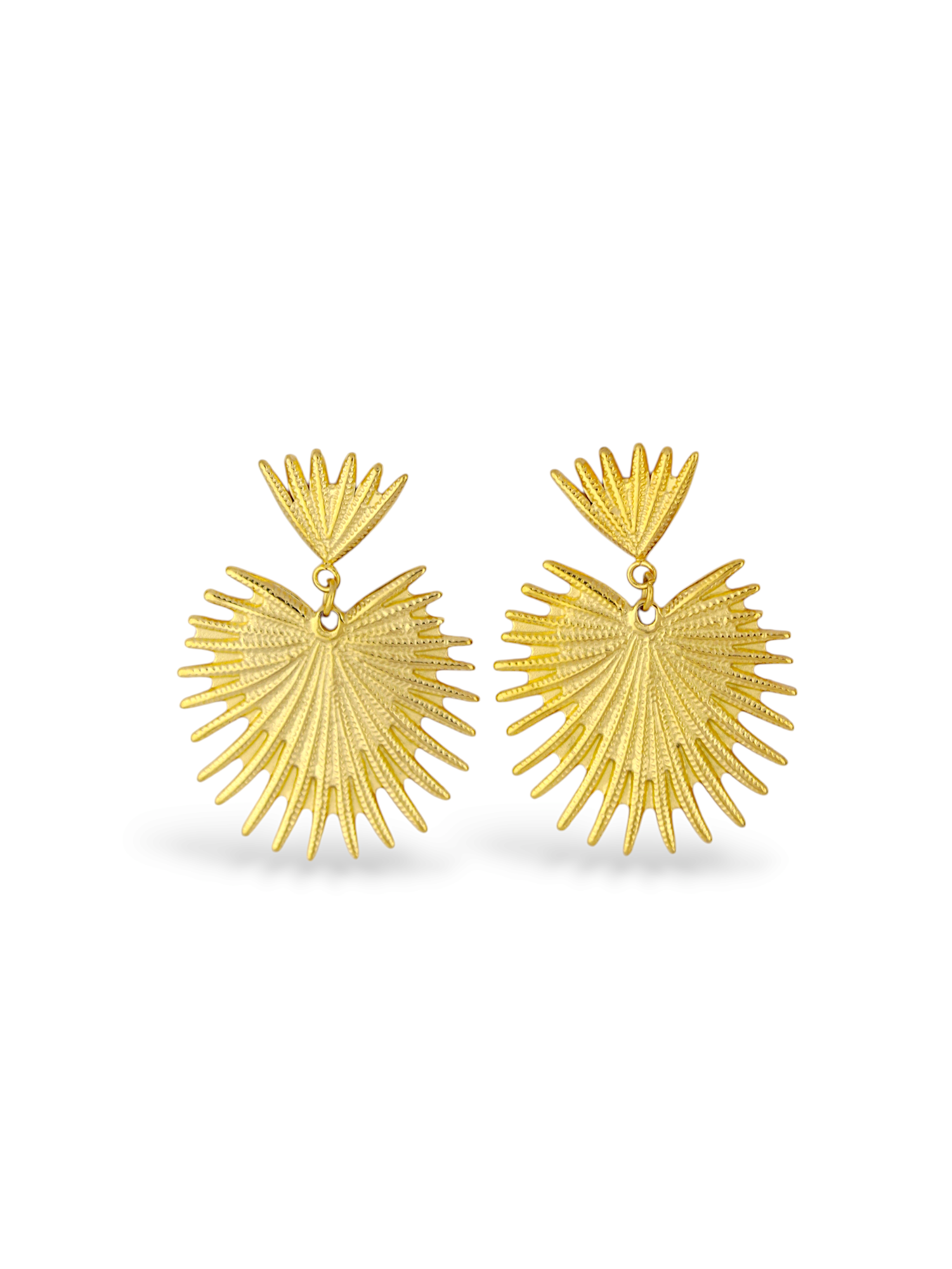 Golden Sunburst Earrings with Sparkling Center Stone