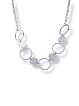 Gold Sunburst Textured Disc & Ring Link Necklace