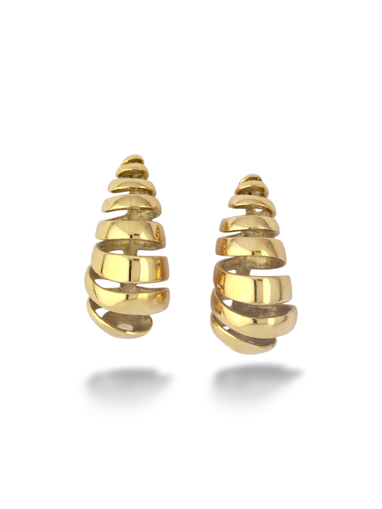 Unique Gold Spiral Twirl Drop Earrings
