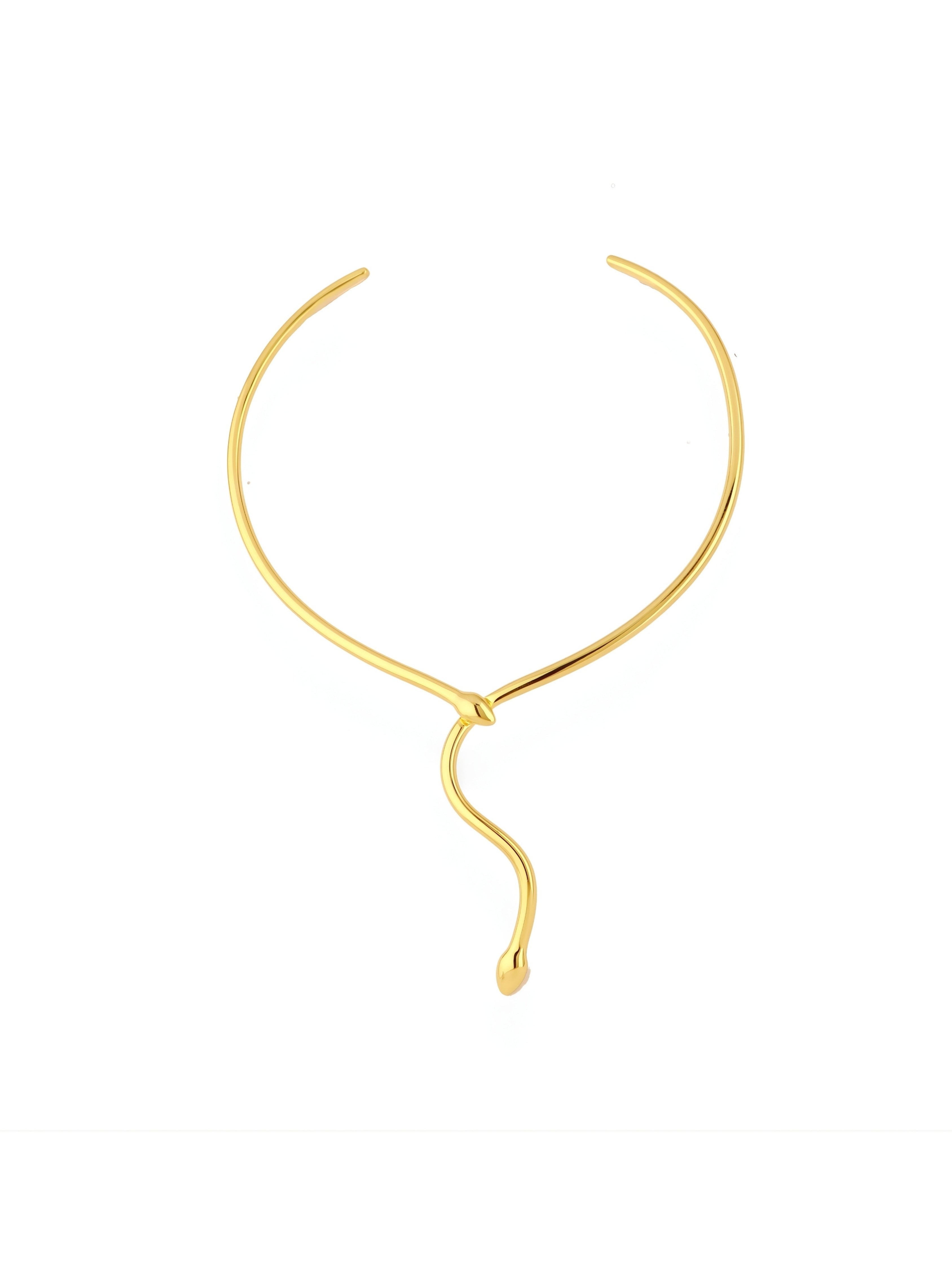 Serpent Open Collar Necklace Gold Tone