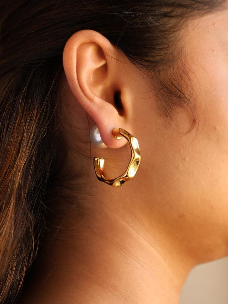 Circular Pearl Hoops