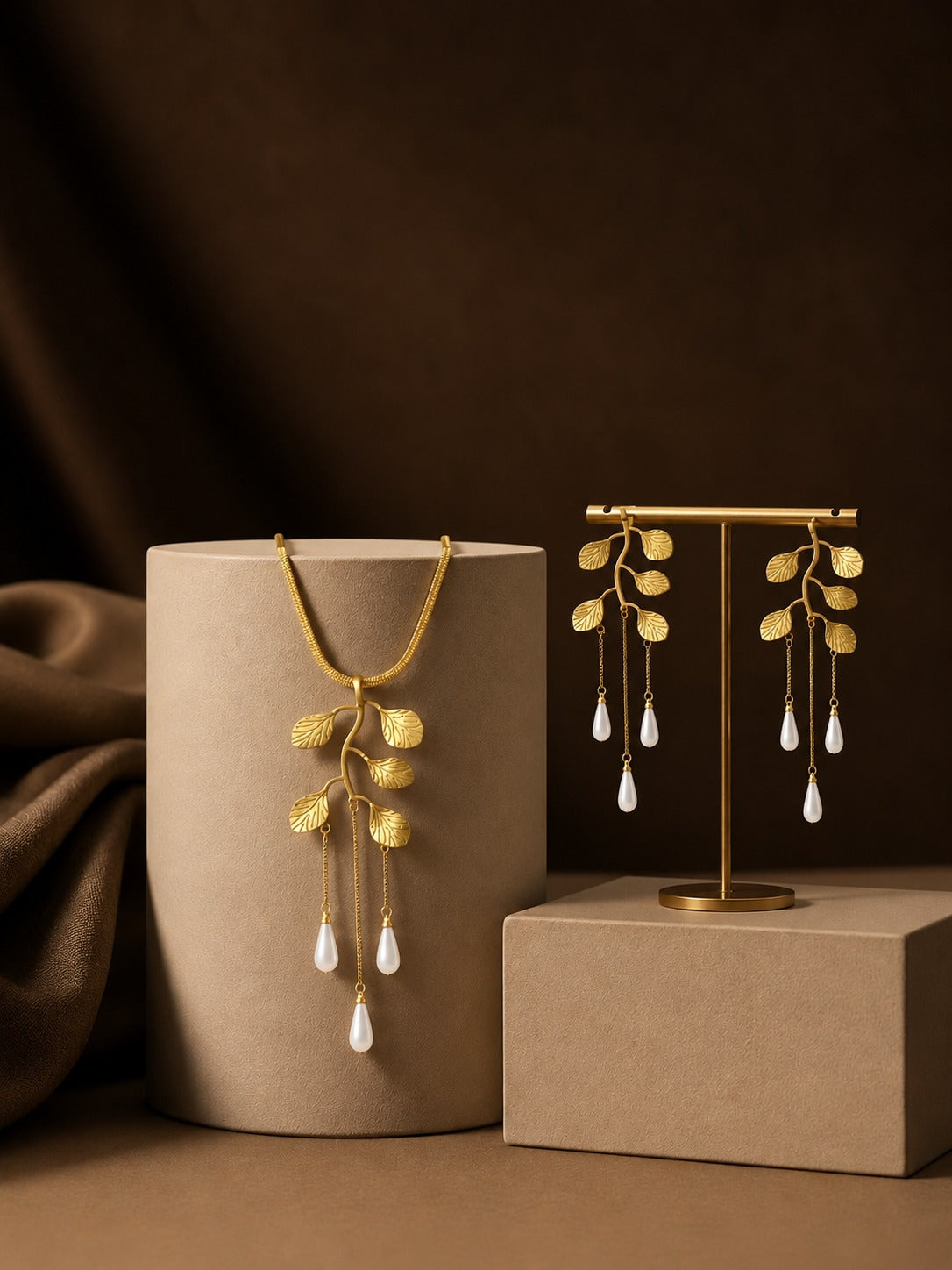 Leaf Branch Teardrop Jewelry Set