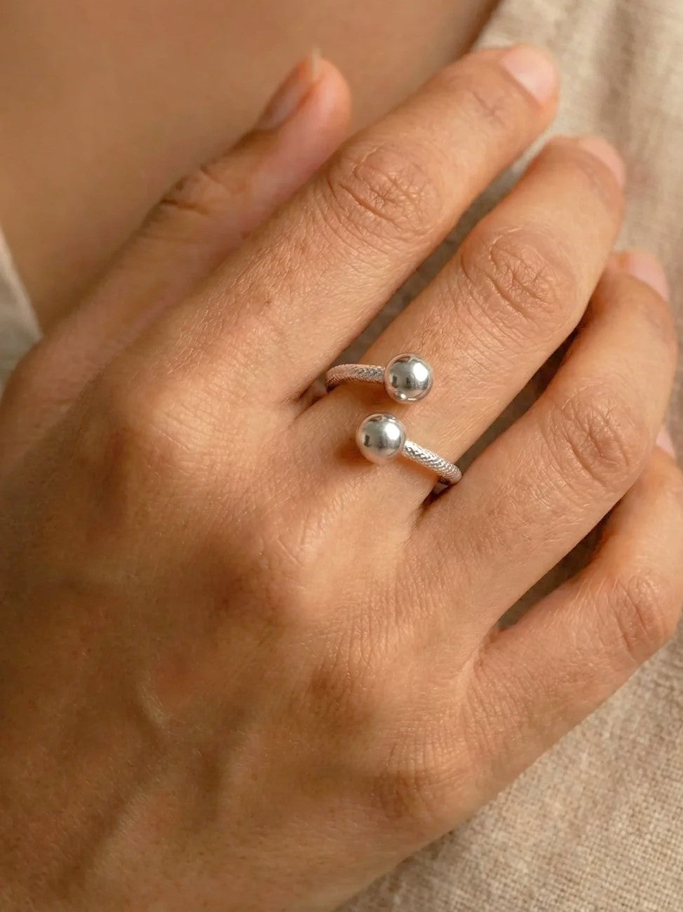 Twin Sphere Open Ring