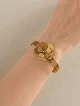 Pretty Gold Petalflare Floral Multi-Strand Cuff Bangle