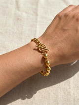 Opulent Gold Bead Bracelet with Classic Chain