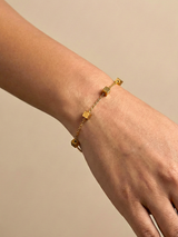 Minimal Gold Cube Chain Bracelet with Modern Charm
